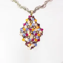 Pendant 40cm - Malvina Rhombus M-Khaki Braid - Pendant 40cm - Laiton bronze